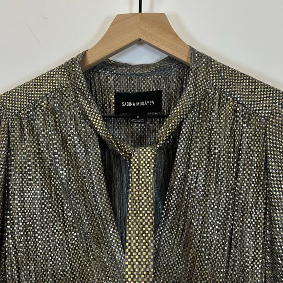 SABINA MUSAYEV AGATHA DRESS - GOLD Long
Sleeve Shift Dress Women’s Size M - Picture 13 of 14